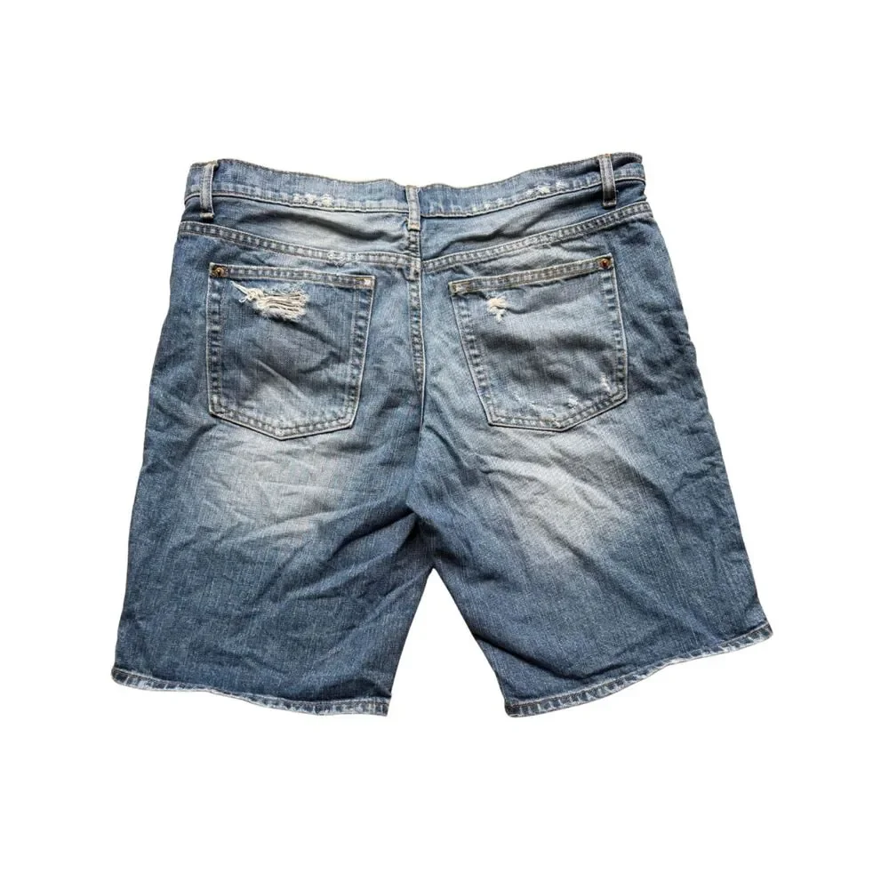 Gap Denim Bermuda Shorts Size 10 Distressed Medium Wash Boyfriend Jorts 2010